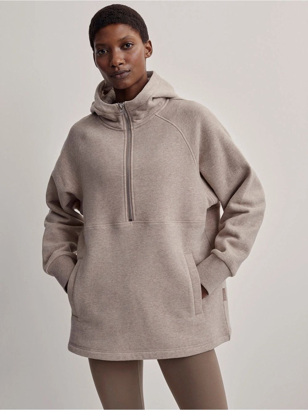 Varley Women’s Stirling Half-Zip Oversize Longline Hoodie Sweatshirt L